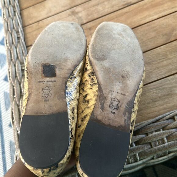 TORY BURCH Georgia Logo Snake Printed Ballet Flat Pale Desert Roccia 8 - Picture 7 of 7